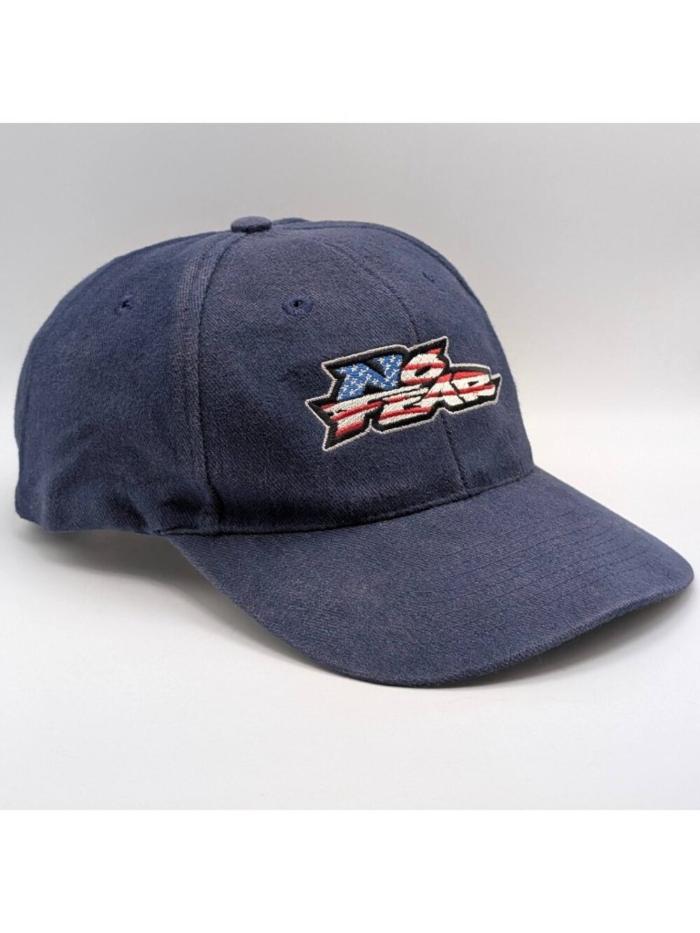 Vintage No Fear Hat Cap Snapback Blue Stars Stripes USA Flag 90s Skate Punk Y2K